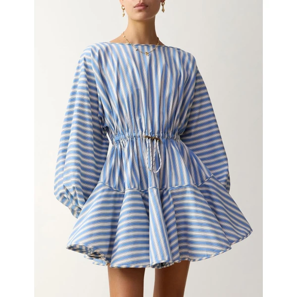 Zimmermann Boat Neck Mini Dress in Blue | Mini Dresses | Coveti, view 2