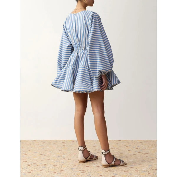 Zimmermann Boat Neck Mini Dress in Blue | Mini Dresses | Coveti, view 4