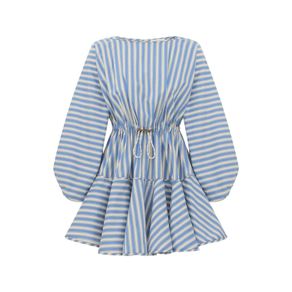 Zimmermann Boat Neck Mini Dress in Blue | Mini Dresses | Coveti