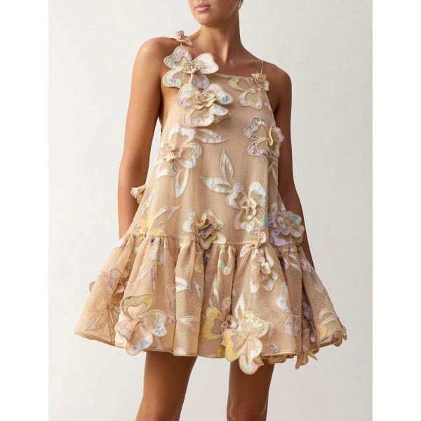 Zimmermann Clash Applique Mini Dress in Multicolour | Mini Dresses | Coveti, view 2