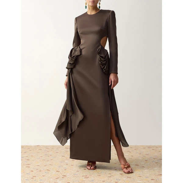 Zimmermann Clash Bow Maxi Dress in Beige | Maxi Dresses | Coveti, view 2