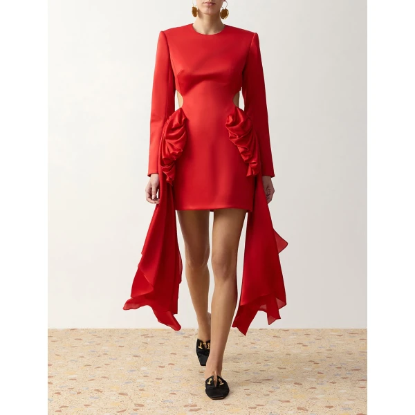 Zimmermann Clash Bow Mini Dress in Red | Mini Dresses | Coveti, view 2