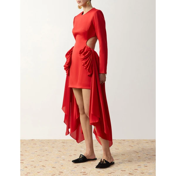 Zimmermann Clash Bow Mini Dress in Red | Mini Dresses | Coveti, view 3