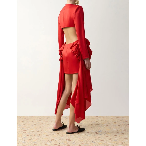Zimmermann Clash Bow Mini Dress in Red | Mini Dresses | Coveti, view 4