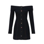 Zimmermann Clash Denim Boatneck Dress in Blue | Mini Dresses | Coveti