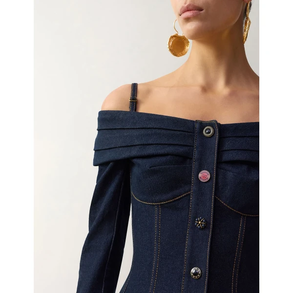 Zimmermann Clash Denim Boatneck Dress in Blue | Mini Dresses | Coveti, view 5