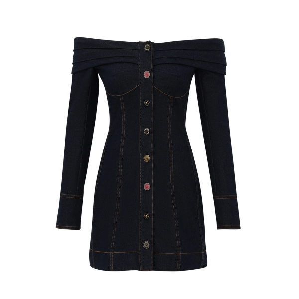 Zimmermann Clash Denim Boatneck Dress in Blue | Mini Dresses | Coveti