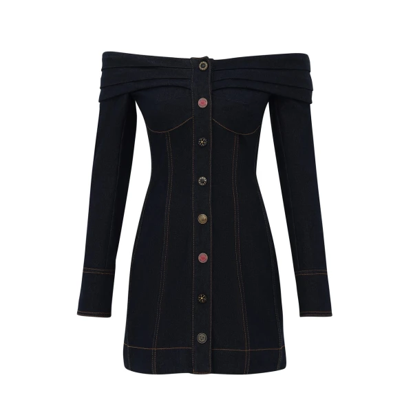 Clash Denim Boatneck Dress
