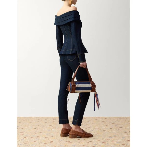 Zimmermann Clash Denim Boatneck Top in Blue | Tops | Coveti, view 3