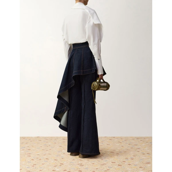 Zimmermann Clash Denim Peplum Flare Jean in Blue | Denim | Coveti, view 4
