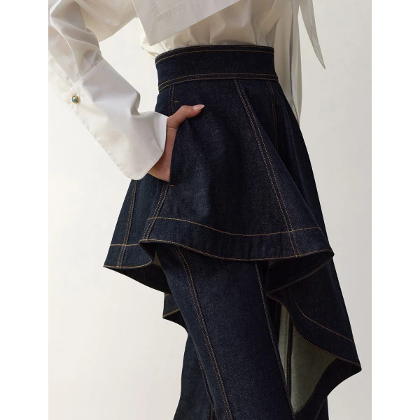 Zimmermann Clash Denim Peplum Flare Jean in Blue | Denim | Coveti, view 5