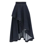 Zimmermann Clash Denim Peplum Midi Skirt in Blue | Denim Skirts | Coveti