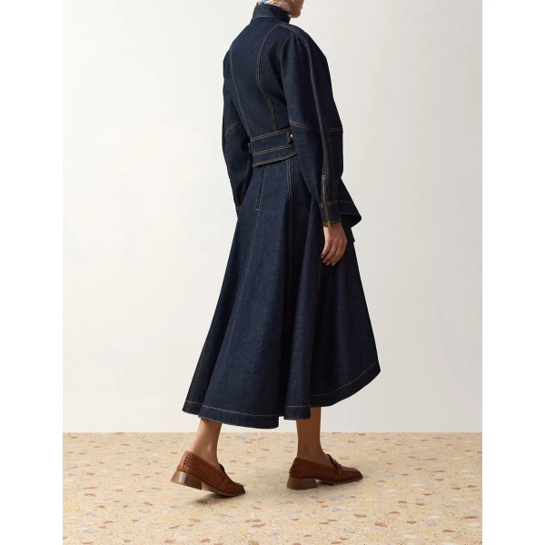Zimmermann Clash Denim Peplum Midi Skirt in Blue | Denim Skirts | Coveti, view 4