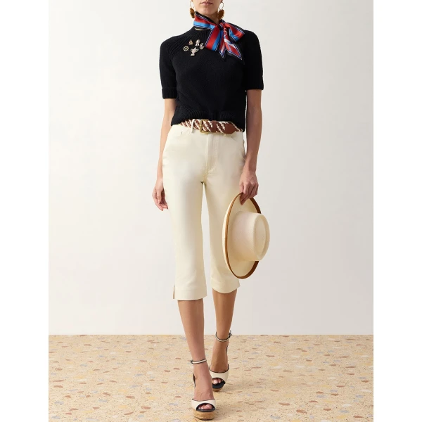Zimmermann Clash Drill Capri Pant in Ivory | Pants | Coveti, view 2
