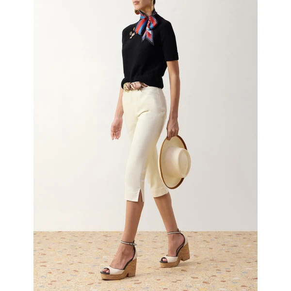 Zimmermann Clash Drill Capri Pant in Ivory | Pants | Coveti, view 3
