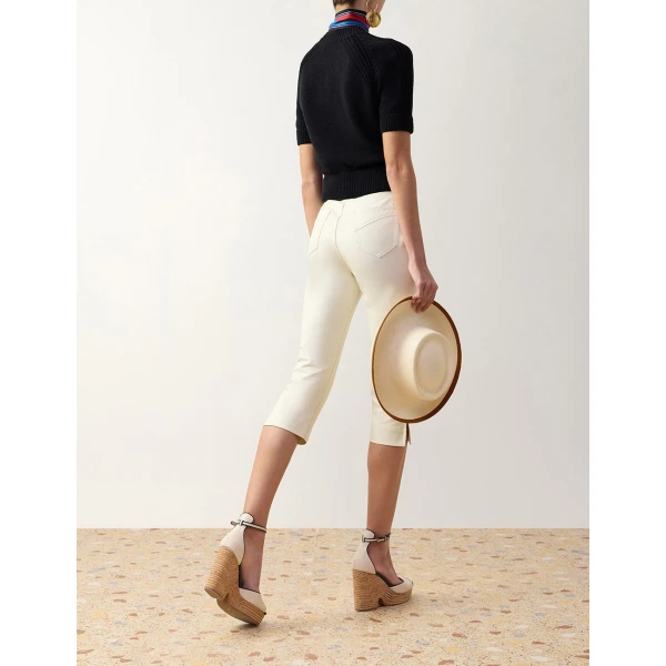 Zimmermann Clash Drill Capri Pant in Ivory | Pants | Coveti, view 4