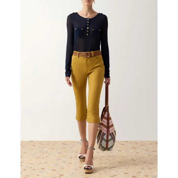 Zimmermann Clash Drill Capri Pant in Yellow | Pants | Coveti, view 2