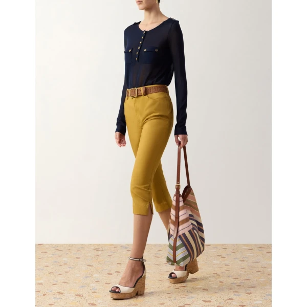 Zimmermann Clash Drill Capri Pant in Yellow | Pants | Coveti, view 3