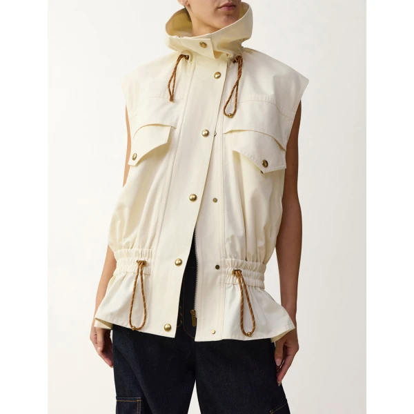 Zimmermann Clash Drill Drawstring Vest in Ivory | Vests | Coveti, view 2