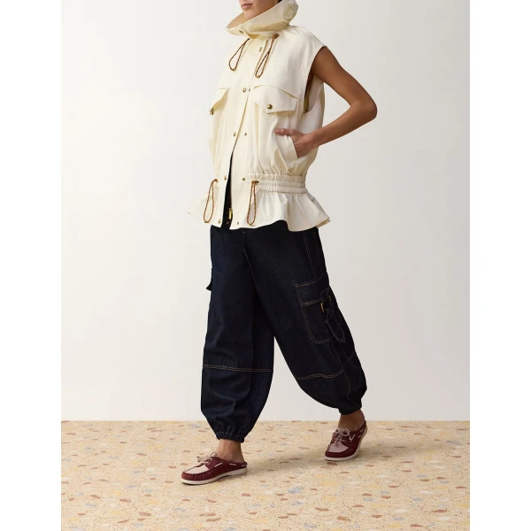 Zimmermann Clash Drill Drawstring Vest in Ivory | Vests | Coveti, view 3