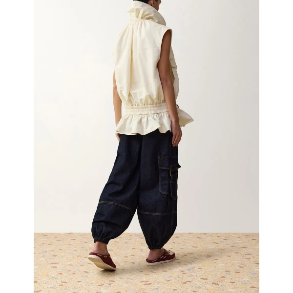 Zimmermann Clash Drill Drawstring Vest in Ivory | Vests | Coveti, view 4