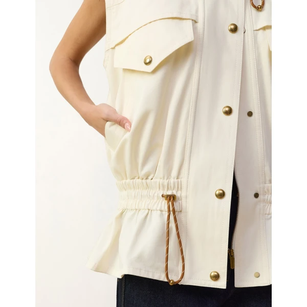 Zimmermann Clash Drill Drawstring Vest in Ivory | Vests | Coveti, view 5