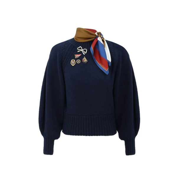Zimmermann Clash Embellished Sweater in Blue | Sweater | Coveti