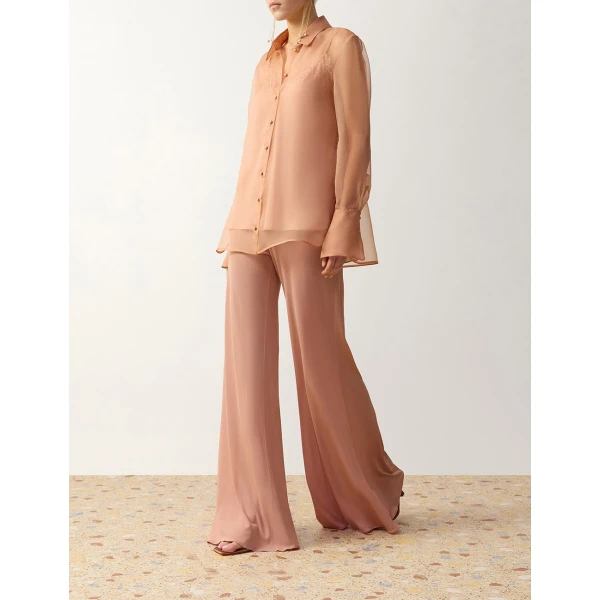 Zimmermann Clash Jersey Flare Pant in Pink | Pants | Coveti, view 3