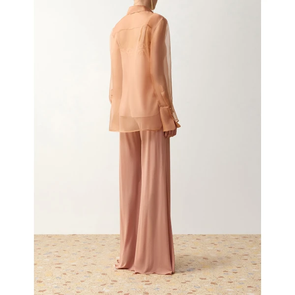 Zimmermann Clash Jersey Flare Pant in Pink | Pants | Coveti, view 4