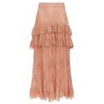 Zimmermann Clash Lace Midi Skirt in Pink | Midi Skirts | Coveti