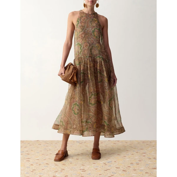 Zimmermann Clash Lantern Midi Dress in Multicolour | Midi Dresses | Coveti, view 2
