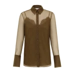 Zimmermann Clash Organza Shirt in Green | Tops | Coveti