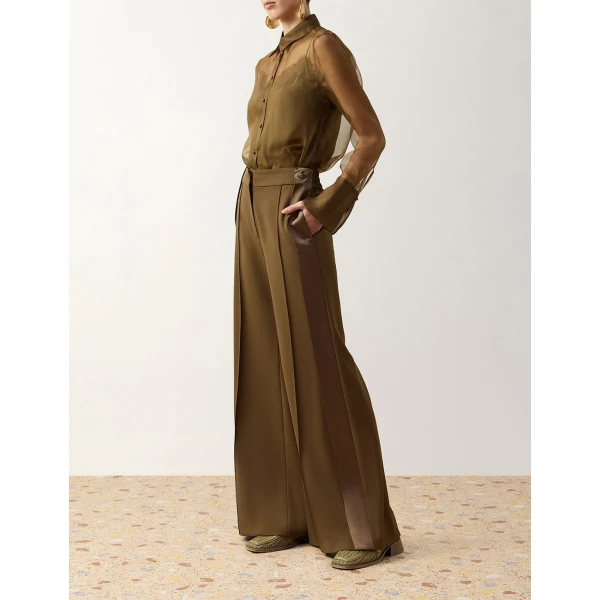 Zimmermann Clash Organza Shirt in Green | Tops | Coveti, view 3