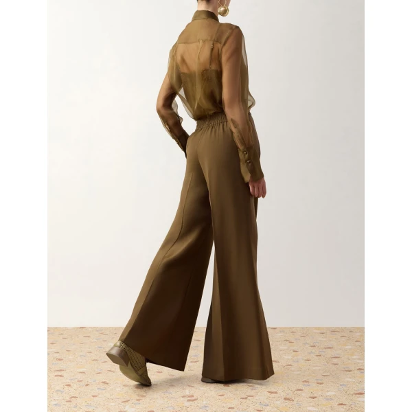 Zimmermann Clash Organza Shirt in Green | Tops | Coveti, view 4