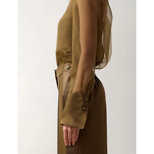 Zimmermann Clash Organza Shirt in Green | Tops | Coveti, view 5