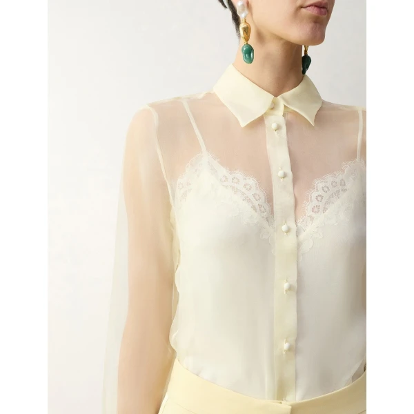 Zimmermann Clash Organza Shirt in Yellow | Tops | Coveti, view 4