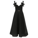 Zimmermann Clash Print Bow Midi Dress in Black | Midi Dresses | Coveti
