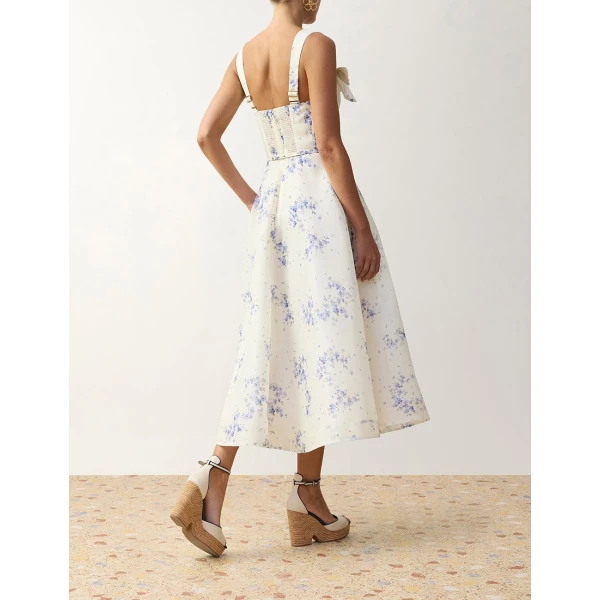 Zimmermann Clash Print Bow Midi Dress in Multicolour | Midi Dresses | Coveti, view 4