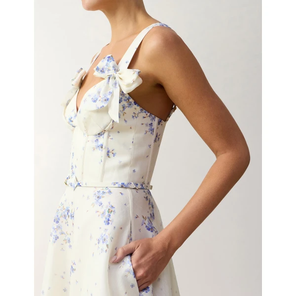 Zimmermann Clash Print Bow Midi Dress in Multicolour | Midi Dresses | Coveti, view 5