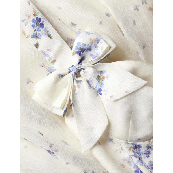 Zimmermann Clash Print Bow Midi Dress in Multicolour | Midi Dresses | Coveti, view 6