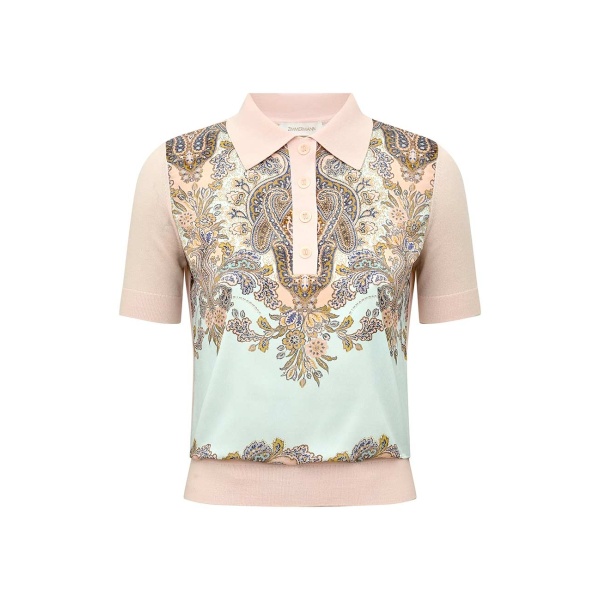 Zimmermann Clash Printed Silk Polo
