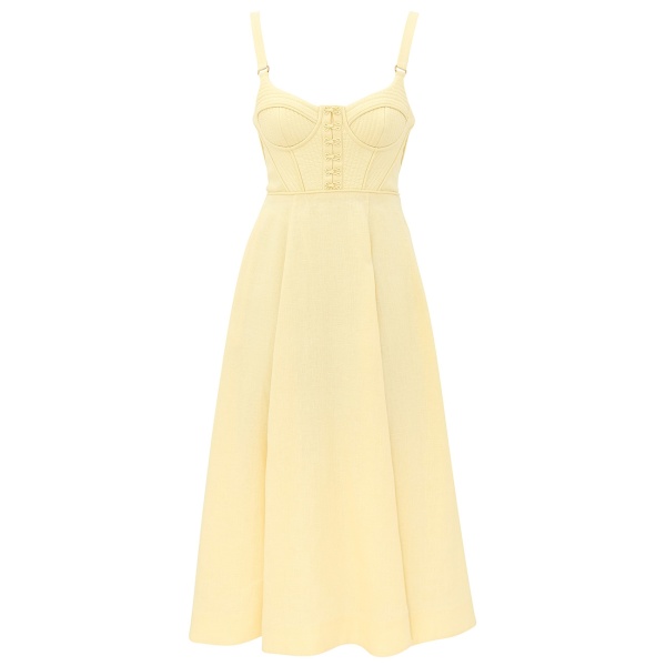Zimmermann Clash Quilt Bustier Midi Dress