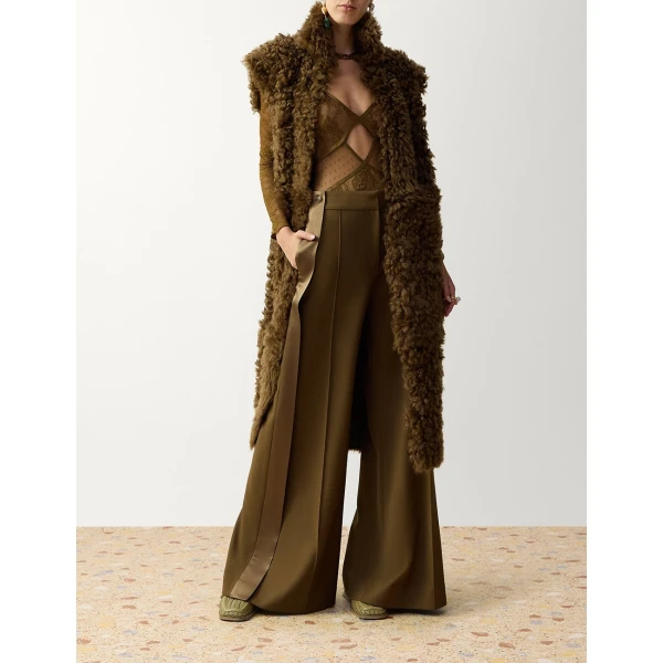 Zimmermann Clash Shearling Longline Vest in Neutrals | Vests | Coveti, view 2