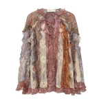 Zimmermann Clash Spliced Ruffle Blouse