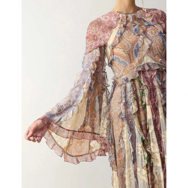 Zimmermann Clash Spliced Ruffle Maxi Gown in Multicolour | Maxi Dresses | Coveti, view 5