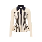 Zimmermann Clash Stripe Peplum Polo