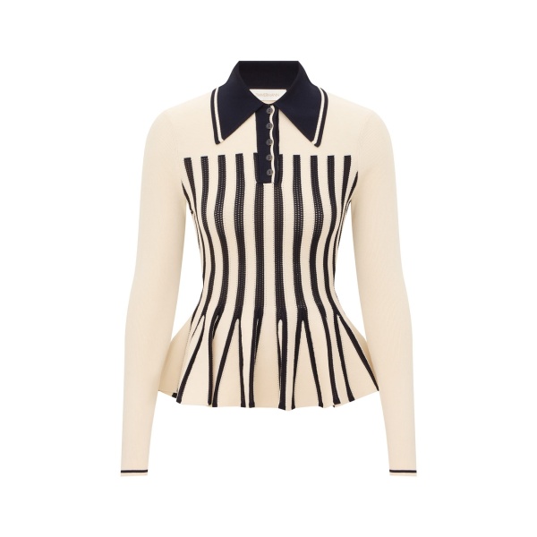 Zimmermann Clash Stripe Peplum Polo