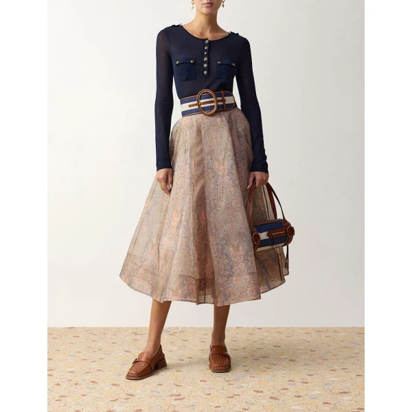 Zimmermann Clash Tuck Midi Skirt in Multicolour | Midi Skirts | Coveti, view 2