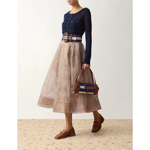 Zimmermann Clash Tuck Midi Skirt in Multicolour | Midi Skirts | Coveti, view 3