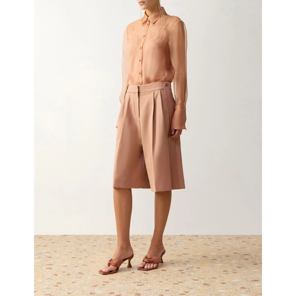 Zimmermann Clash Tuxedo Bermuda Short in Pink | Shorts | Coveti, view 3
